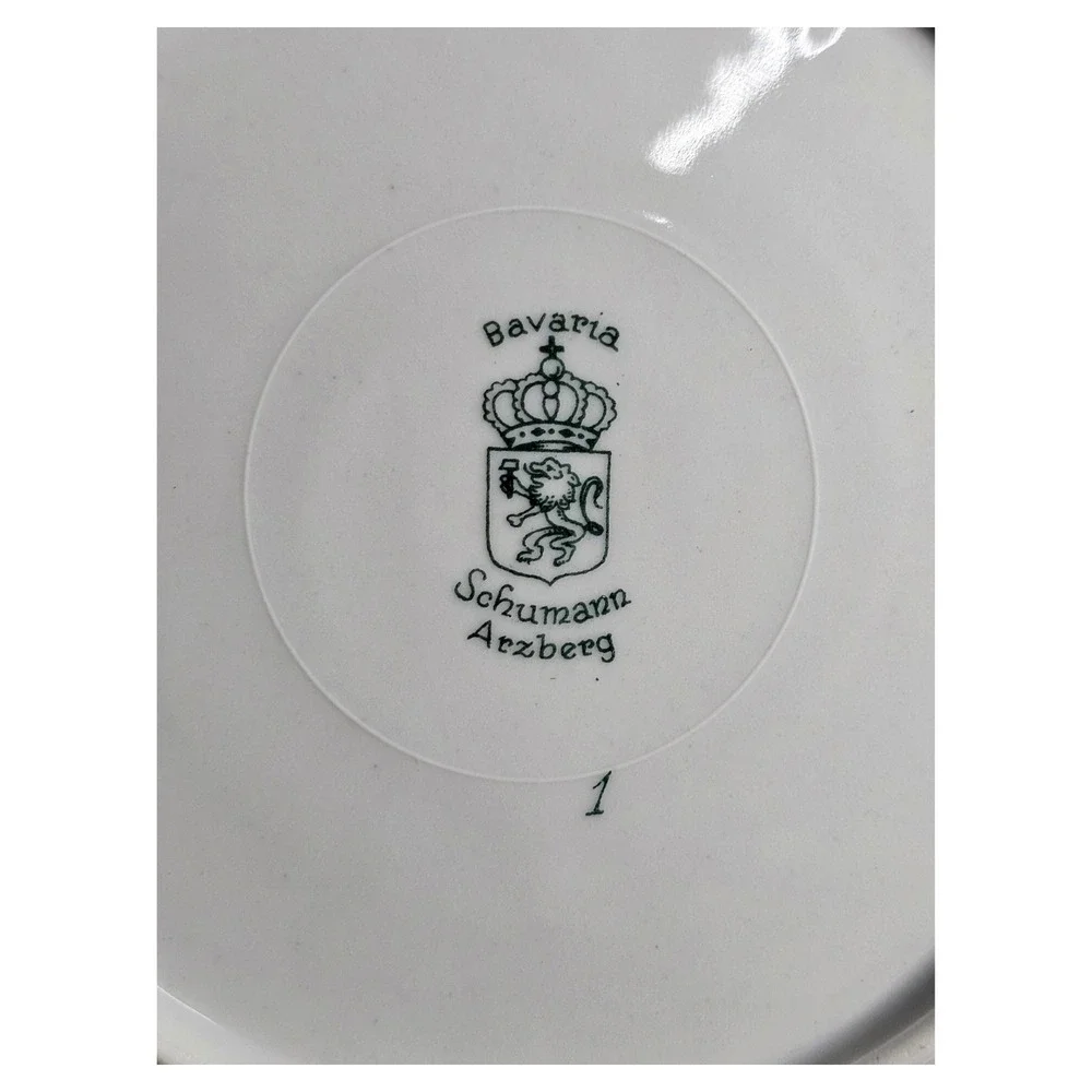 Schumann Arzberg Bavaria Napoleonic Battle Plate Set 7pc Magenta Gold Trim 7.5in